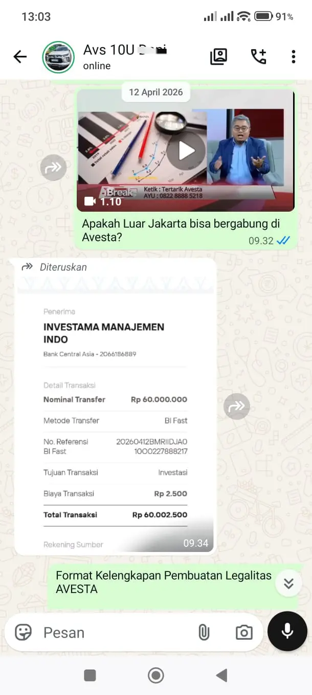 bukti bergabung dengan AVESTA 1