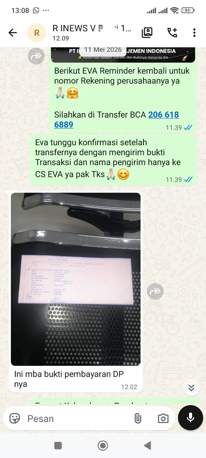bukti bergabung dengan AVESTA 8